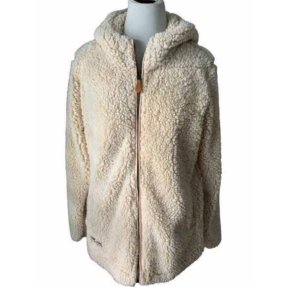 Simply Southern Womens Cream Long Sleeve Sherpa Fleece Zip Up Hooded Jacket S - Picture 1 of 8